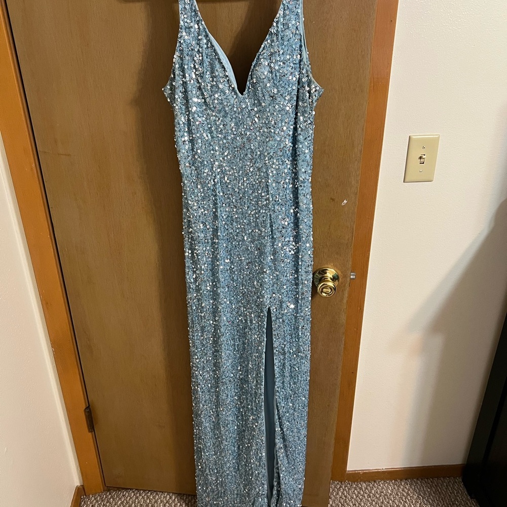 Light Blue Sequin MacDuggal Dress